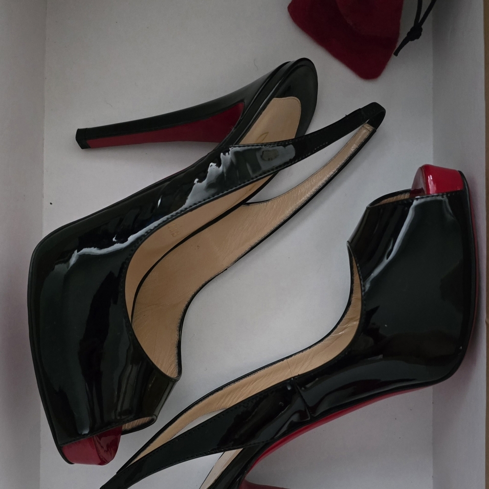 Christian Louboutin Patent Leather Peep Toe Slingback Heels US 6 / EU 36 - Picture 4 of 12